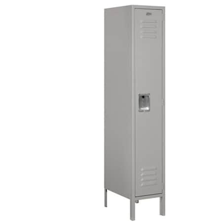 Salsbury Industries Salsbury 61158GY-U Standard Metal Locker Single Tier - 1 Wide - 5 Feet High - 18 Inches Deep - Gray - Unassembled 61158GY-U